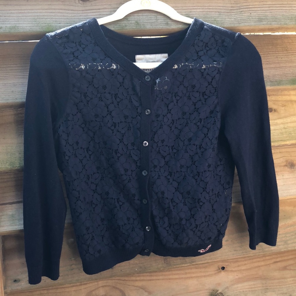 Navy Lace Sweater